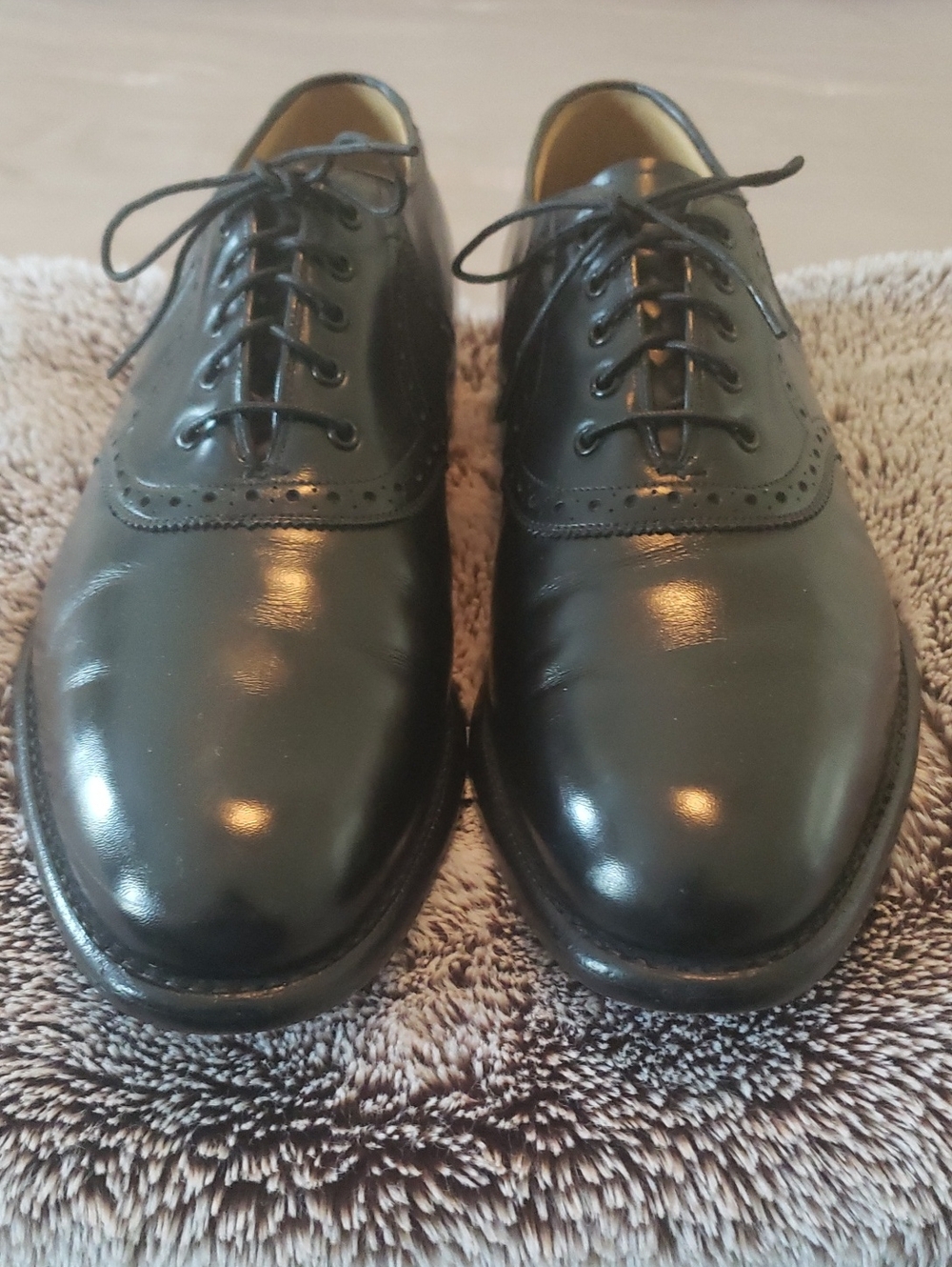 Johnston & Murphy Black Leather Wingtip Oxfords